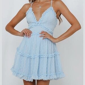 Eilly Bazar Ruffle Trim Clip Dot Dress Size L